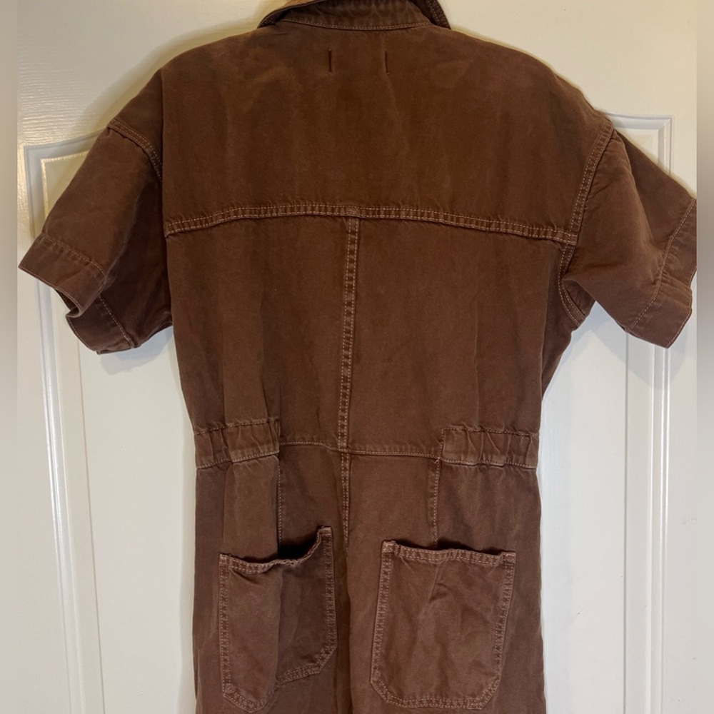 Free People We The Free Marci Coverall Jumpsuit Brown Women’s Size MEDIUM - Picture 11 of 16